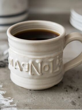 Magnolia Cream Ceramic Embossed Mug